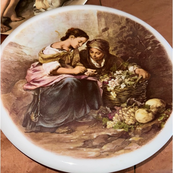 VTG Bartolome Esteban Murillo “Beggar Boys Playing Dice” &  Pie Eater LG Plates - Picture 4 of 6